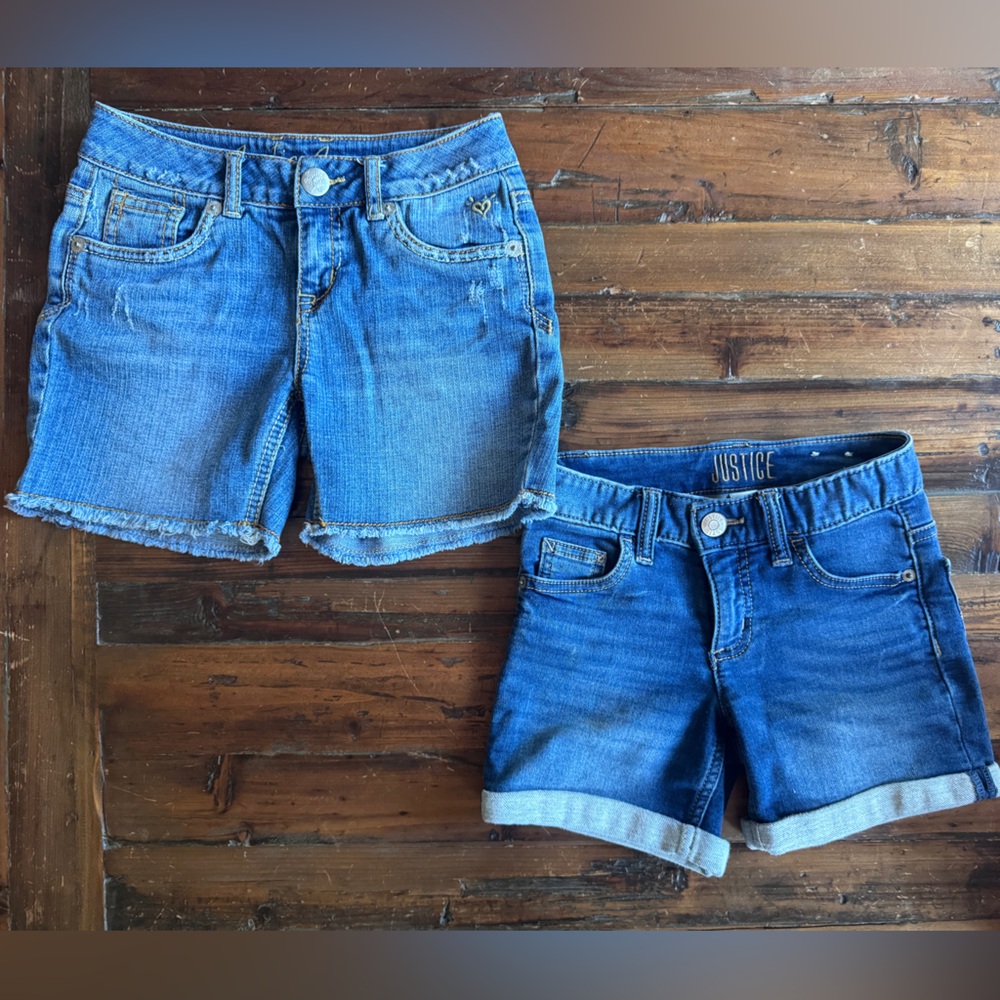 Justice Kids' Blue Denim Shorts Set